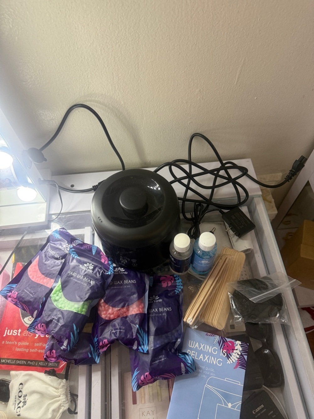 Amazon Black Wax Warmer Kit with Purple Wax Beans